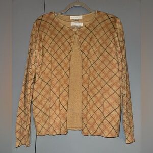 Women's Vintage Lurex Plaid Sweater Set